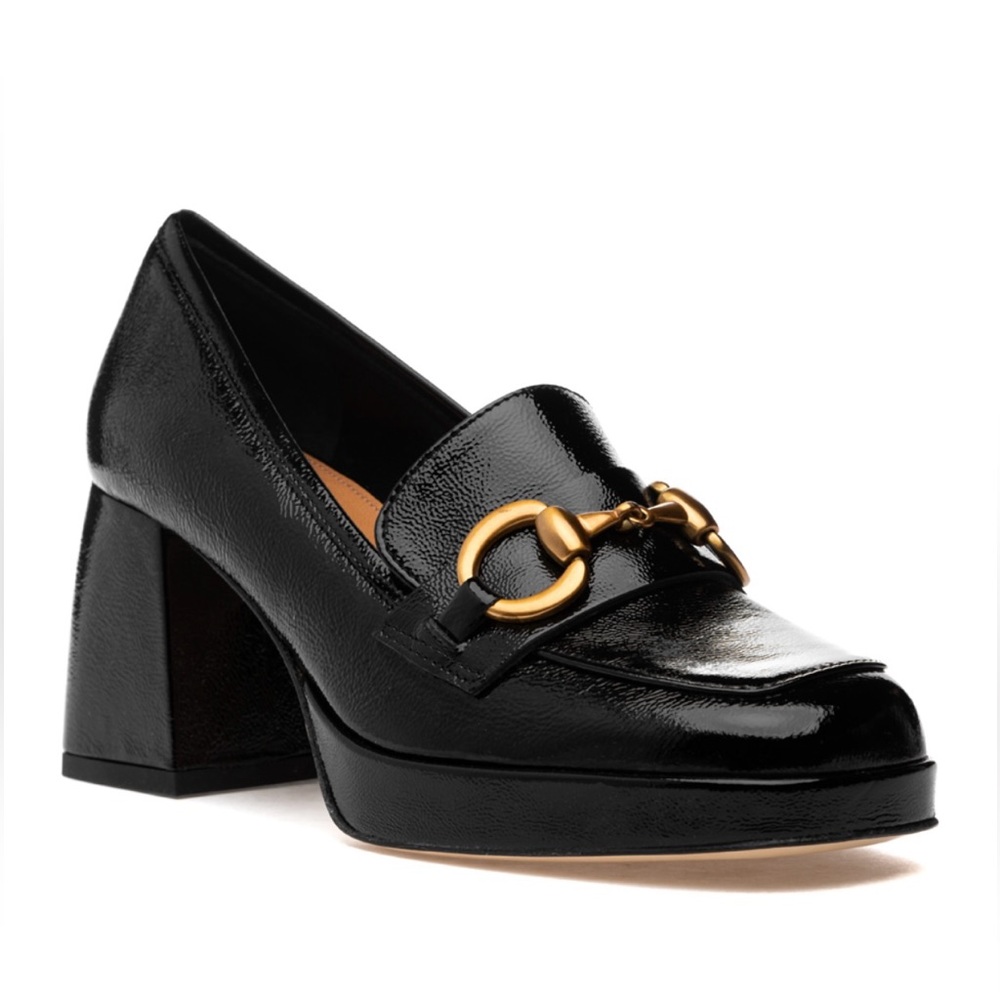 CAL LOAFER PUMP BLACK CRINKLE PATENT